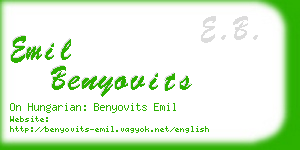 emil benyovits business card